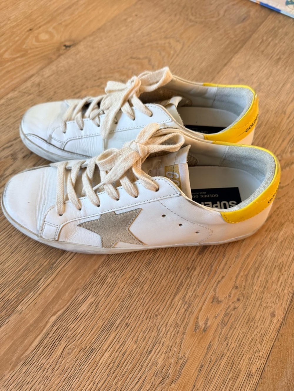 Golden Goose White Sneakers with Yellow Heel Accent - Picture 4 of 9